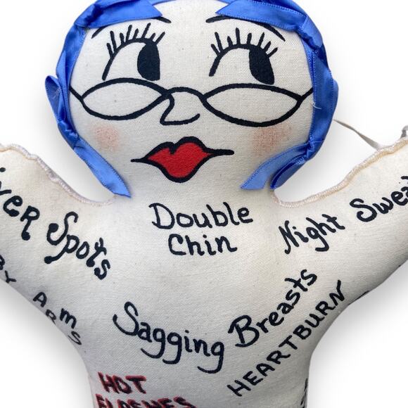 Humorous Vintage Woman Acupuncture Feminine Aging Blue Haired Cloth Voodoo Doll - Picture 3 of 14
